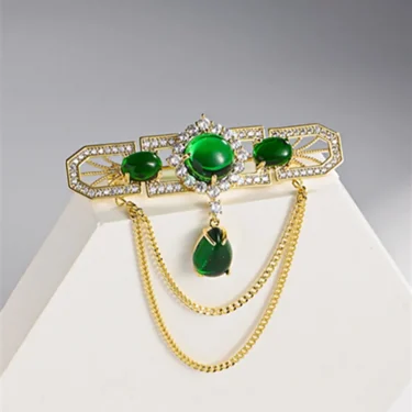 Retro Fashion Rhinestone Tassel Chains Brooch For Women Elegant Luxury Corsage Wedding Party Brooches Pins High Quality Badges 4