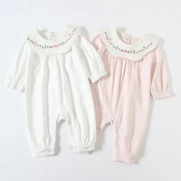 Baby Rompers Girls Newborn Clothes Cotton Embroidery Jumpsuits for Newborn Babies Clothing 0-18M 2 Color 1