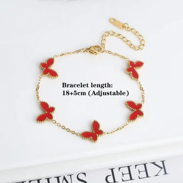 High Quality Metal Stainless Steel Laser Butterfly Jewelry Set Bracelet Necklace Earrings Luxury for Women Party Jewelry Clover 4