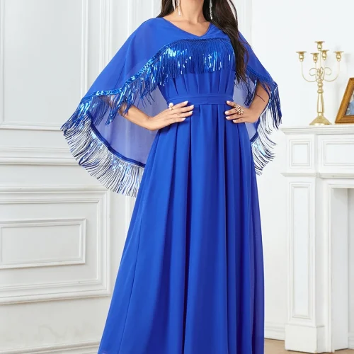 Siskakia Blue Elegant Party Gown For Dubai Moroccan Women Beading Cloak Belted Long Dress Turkish African Kaftan Eid Arab Abayas 1