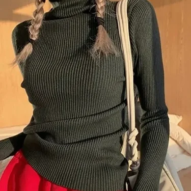 ITOOLIN Women Turtleneck Sweaters Casual Soft Cashmere Pullovers Elastic Jumpers Knit Slim Basic Sweater For Women Winter 2023 4
