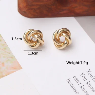 Tiny Metal Stud Earrings for Women Gold Color Twist Round Earrings Small Unusual Earrings boucles d'oreilles Fashion Jewelry 3