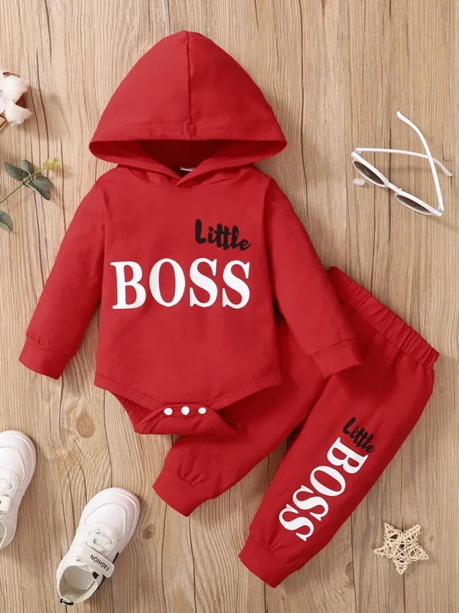 Winter Newborn Infant 0-24M Baby Boy Long Sleeves Cotton Hooded Letter Fashion Baby Hoodies Clothing 4