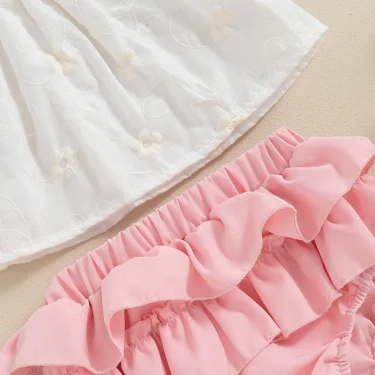 Baby Girl Summer Clothes Set Cute Newborn Infant Floral Print Sleeveless Tops with Shorts Headband 3Pcs For Toddler Outfits 4