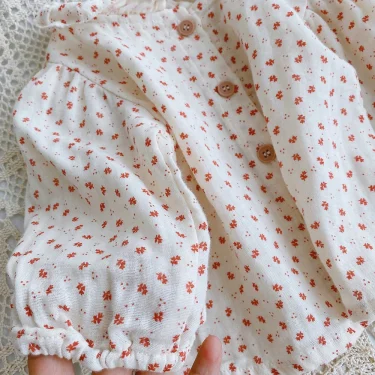 Spring Fashion Muslin Infant Baby Girls Shirt Full Sleeve Toddler Girls Floral Bottoming Shirts Baby Items Newborn Baby Clothes 5