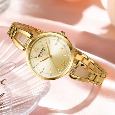 CURREN Luxury Hight Quality Quartz Watch Fashion Charming Rhinestones Stainless Steel Band Women's Wristwatches 6