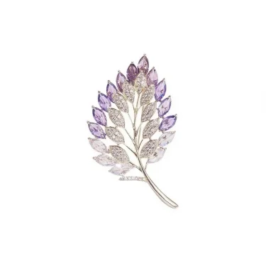 1Pc Chic Leaves Brooch for Men Women Luxury Plant Brooches Pins Inlaid Zircon Jewelry Trendy Accessories Party Gifts 2024 Trend 5