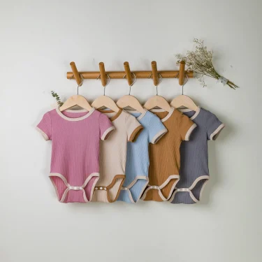 0-2 Years Babany bebe New Unisex Romper For Babies Clothes Short Sleeve Solid Color Splicing And Contrasting Colors Romper 2