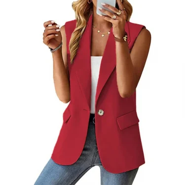 2024 Spring/Summer New Polo Collar Suit Vest Women's Style Commuter Sleeveless Cardigan Tank Top Women 5