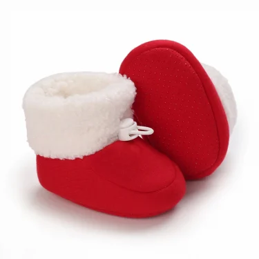 VANLEN SINA Winter Baby Warm Red Boots - Fluffy Flock Snow Slip On Shoes for Girls Toddler 0-18 Months 3