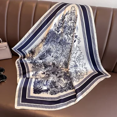 Floral Print Silk Square Scarf Women Soft Satin Kerchief Hairband Neckerchief Head Hijab Lady Headband Foulard Bag Ribbon 3