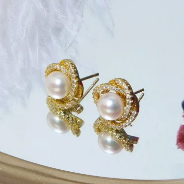 New Inlaid zircon Pearl Necklace Ring Earrings Three-piece Set for Women Stylish Daily Accessories Party Jewelry Birthday Gifts 3