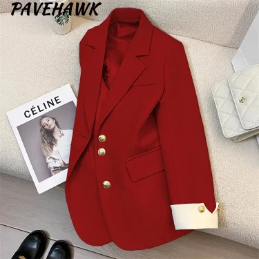 Women Long Sleeve Office Lady Blazers Autumn Winter Solid Casual Single Breasted Chic Notched Blazer Ladies Jackets Clothes 6
