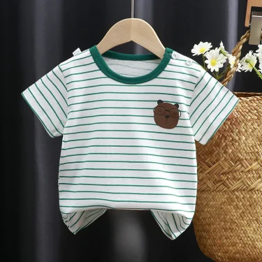 Summer Baby T-shirt Fashion Cartoon Girls Tees Short Sleeve Cotton Boys Tops Korean Casual Kids Clothes for 0-7Y Cheap Stuff 2