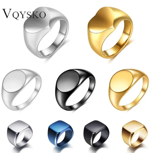 Customized Women Signet Ring Name Letter Pattern Logo Stainless Steel Rings Punk Candid Fashion Jewelry Male Wedding Accessories 1