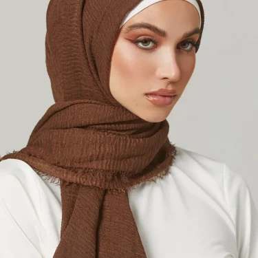 Muslim Women Crinkle Hijab Scarf Soft Solid Cotton Head Scarves Turban Shawls and Wrap Hijab Muslim Woman Veil Bandana 175*70CM 1