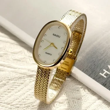 New Brand Quartz Watch for Women Luxury Gift Oval Dial Rhinestone Watch Adjustable Stainless Steel Strap Wristwatches Wholesale 2