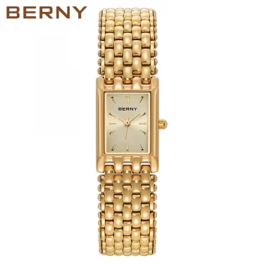 BERNY Gold Watch for Women Square Ladies Quartz Wristwatches Stainless Steel Women Small Gold Watch Luxury Casual Fashion Watch 3