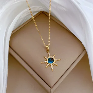 Exquisite and Fashionable Starburst Micro Jewelry Stainless Steel Necklace Classic Planet Gorgeous Versatile Clavicle Chain 1