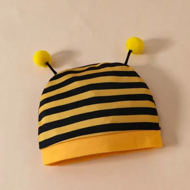 3Pcs Cute Boys Baby Girls Baby Set Long Sleeve Bee Letter Bodysuit Onesies Striped Pants Hat Set Newborn Baby Clothes 0-18Months 3