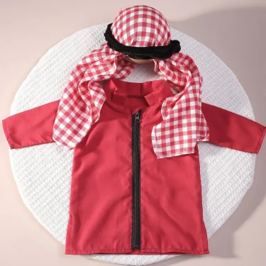 Ylsteed 3 Pieces Set Newborn Boy Photography Outfits Infant Red Robes with Plaid Turban Prince Costume Infant Photo Shoot Props 2