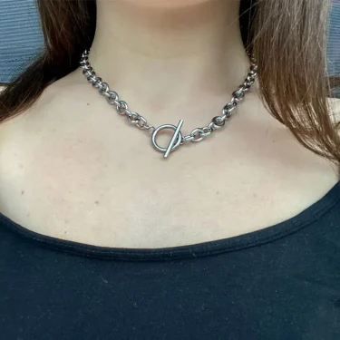 Fashion New Chunky Chain Necklace Women Simple Toggle Clasp Stainless Steel Chain Necklace For Women Jewelry Gift 4