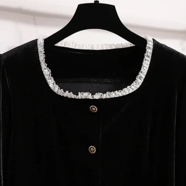 OCEANLOVE Velvet Shirts&blouses Women Tops Autumn Winter Korean Fashion Blusas Mujer Vintage Elegant Ruffles Sweet Camisas 5