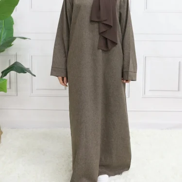 Modest Closed Plain Long Sleeve Abaya Without Hijab With Belt Basic Islamic Eid Clothes Dress 3