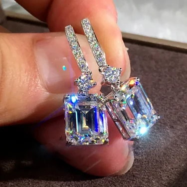 Luxury Fashion Silver Color Inlaid Zircon Stones Drop Earrings for Women Wedding Bridal Engagement Earring Jewelry Gift 1