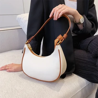 Women's Clutch Handbags Fashion Solid Color PU Leather Underarm Shoulder Bag Female Bag 1