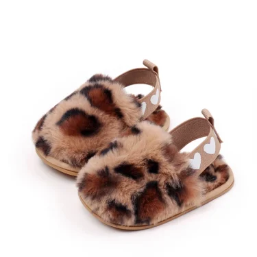 Winter Baby Plush Toe Soft Slippers Spring and Autumn Girls Boys Indoor Walking Shoes Fashion Leopard Point Toddler Infant Shoes 4