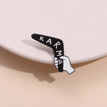 Karma Enamel Pins Buddhist Terminology Boomerang Badge Backpack Lapel Pin Creative Metal Brooches Faith Jewelry Gift For Friends 1