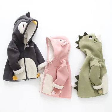Winter Childrens Polar Fleece Coat Thickened Fleece Hooded Cartoon Zipper Warm Baby Boys Jacket Kids Boys Winter Coat 1
