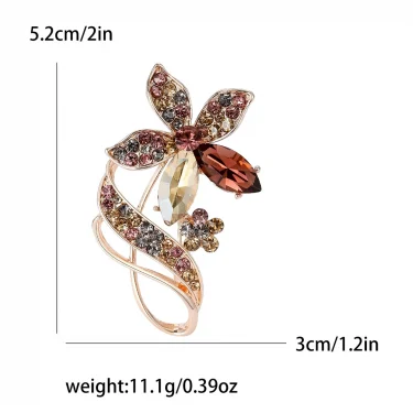 Rhinestone Flower Brooches for Women Unisex Botanical Pins Event Party Backpack Decoration Clothes Accessories 3