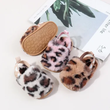 Winter Baby Plush Toe Soft Slippers Spring and Autumn Girls Boys Indoor Walking Shoes Fashion Leopard Point Toddler Infant Shoes 3