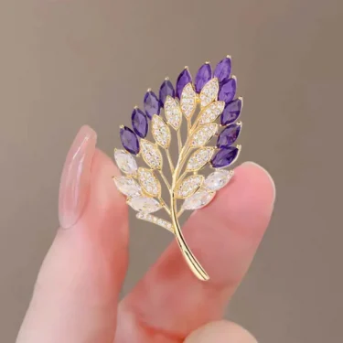 1Pc Chic Leaves Brooch for Men Women Luxury Plant Brooches Pins Inlaid Zircon Jewelry Trendy Accessories Party Gifts 2024 Trend 3
