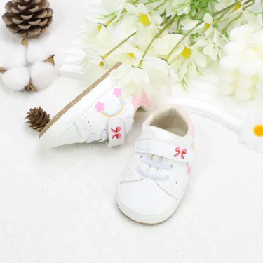Baby toddler shoes, rainbow and bow design baby sneakers, lightweight and non-slip, suitable for daily & vacation wear, all seas 6