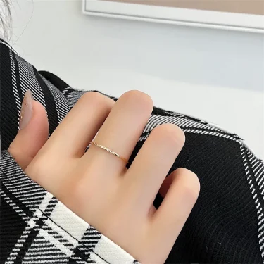 New Fashion stainless steel Cubic Zirconia Thin Finger Ring Fashion Jewelry Zircon Wedding Ring 6