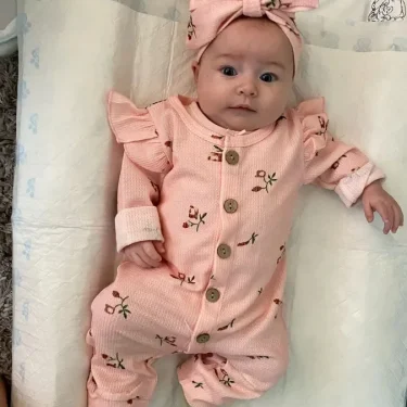 Casual Newborn Infant Baby Girl Romper Clothes Spring Autumn Long Sleeve Jumpsuit Playsuit Come with Headband Clothing for Girls 4