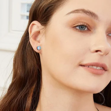 6mm CZ Screw Flat Back Earrings for Women Girls Hypoallergenic for Sensitive Ears New Design Rainbow Cubic Zirconia Stud Earring 3