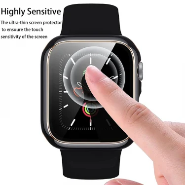 Tempered Glass+cover For Apple Watch Accessories 45mm 41mm 44mm 40mm 42mm Screen Protector Apple watch Case serie 9 4 5 6 SE 7 8 5