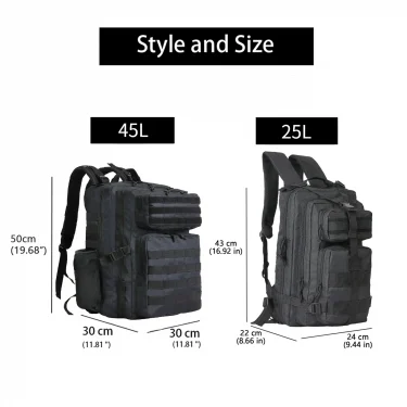 SYZM 25L/45L Large Capacity Men Tactical Backpack Outdoor Rucksack Hiking Camping Hunting Sports Travel Bags with Bottle Holder 6