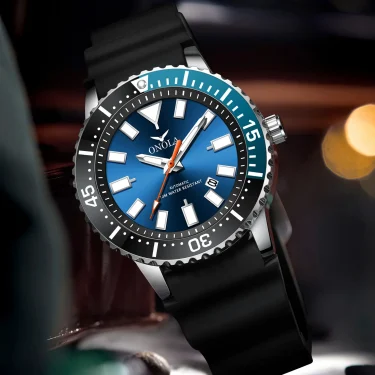 HOT Business Men's Fully Automatic Mechanical Watch ONOLA Genuine Leather Waterproof Casual Watch Men's Clock 1