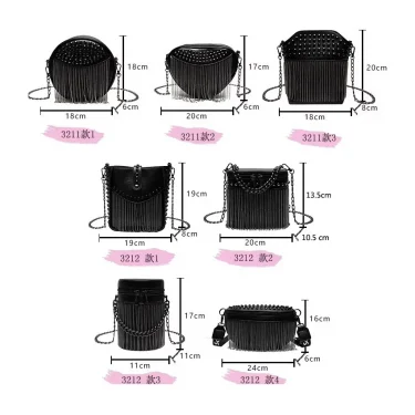 Luxury Designer Cylinder Bag Ladies Fashion Rivet Shoulder Bags Fringed Small Mobile Phone Crossbody Purse Summer Chain Borse 6