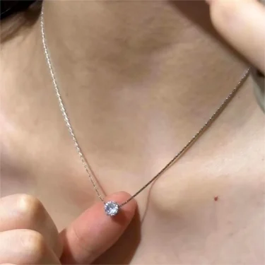 Gold Plated Stainless Steel Dainty Minimalist Zircon Charm Anti Tarnish Chain Round Clear Cz Stone Necklace for Women Jewelry 3