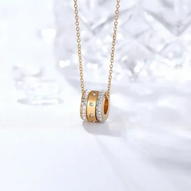 Small And Exquisite Three Zircon Circle Pendant Necklaces For Women High Quality Stainless Steel Love Necklace Birthday Gift 4