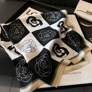Luxury Silk Scarfs Square Scarf Korean Fashion Kerchief Popular Silk Scarves Bandanna Wraps Scarf Decoration Shawl 70*70CM 1