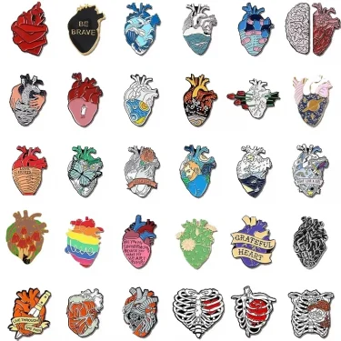 Medical Lung Brain Enamel Pins Creative Organ Heart Lapel Brooches Badges Cartoon Jewelry Doctors Nurses Gift for Friends 1