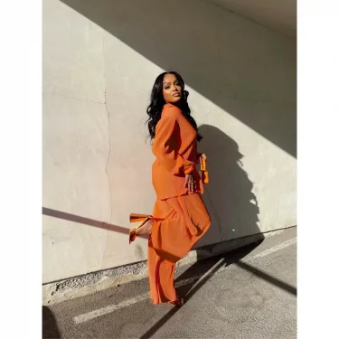 CM.YAYA Street Women's Set Long Sleeve Shirt Tops and Wide Leg Pants Elegant Tracksuit Two Piece Set Sweatsuit Fitness Outfits 2
