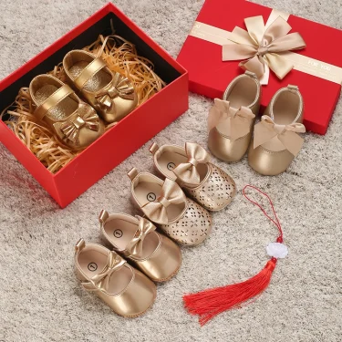 Baby Walking Shoes Gold Baby First Step Walking Shoes Elegant and Noble Gold Princess Shoes Comfortable Soft Sole Anti slip Walk 1